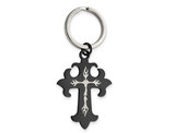 Stainless Steel Polished Black Plated Cross Key Ring